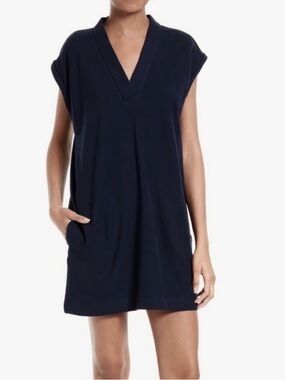SOLD $225 Women’s 100% Cotton ATM Black V-Neck Cap Sleeve Tunic Dress